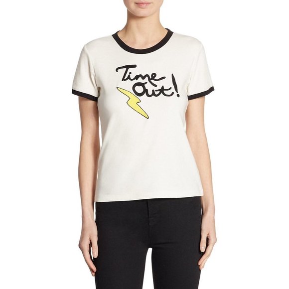 *SOLD* Alice+Olivia Cotton Graphic Ringer Tee - Picture 1 of 11